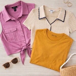 3 Piece Women's Top Bundle Size Large Fitted Y2K Brandy Melville Style